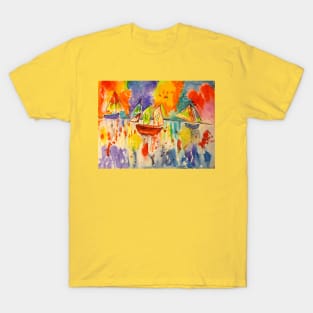 Colourful Sailing Boats at Sunset T-Shirt